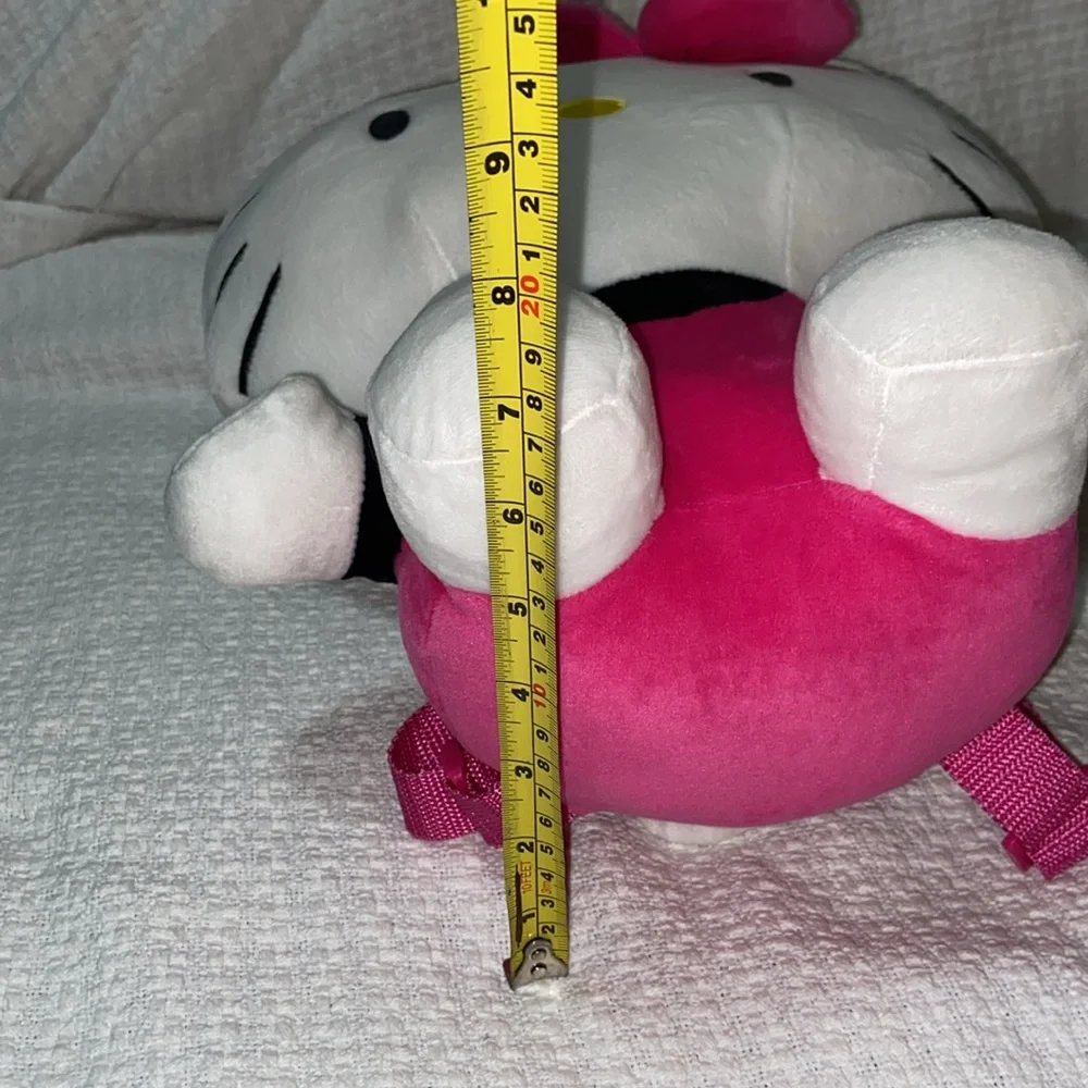 Nwot Hello Kitty Soft Plush Backpack Web Straps Pink White Zip Pocket - Picture 11 of 12